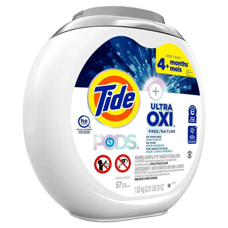Tide Pods Oxi Laundry Detergent - Free &#38; Gentle - 53oz/57ct, 4 of 7