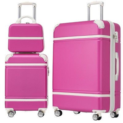 Hardshell Luggage Sets 3 Pieces,Lightweight Spinner Suitcase With Tsa Lock,Expandable Luggage Sets 20"+28" Luggages And Cosmetic Case-Cuddlewood