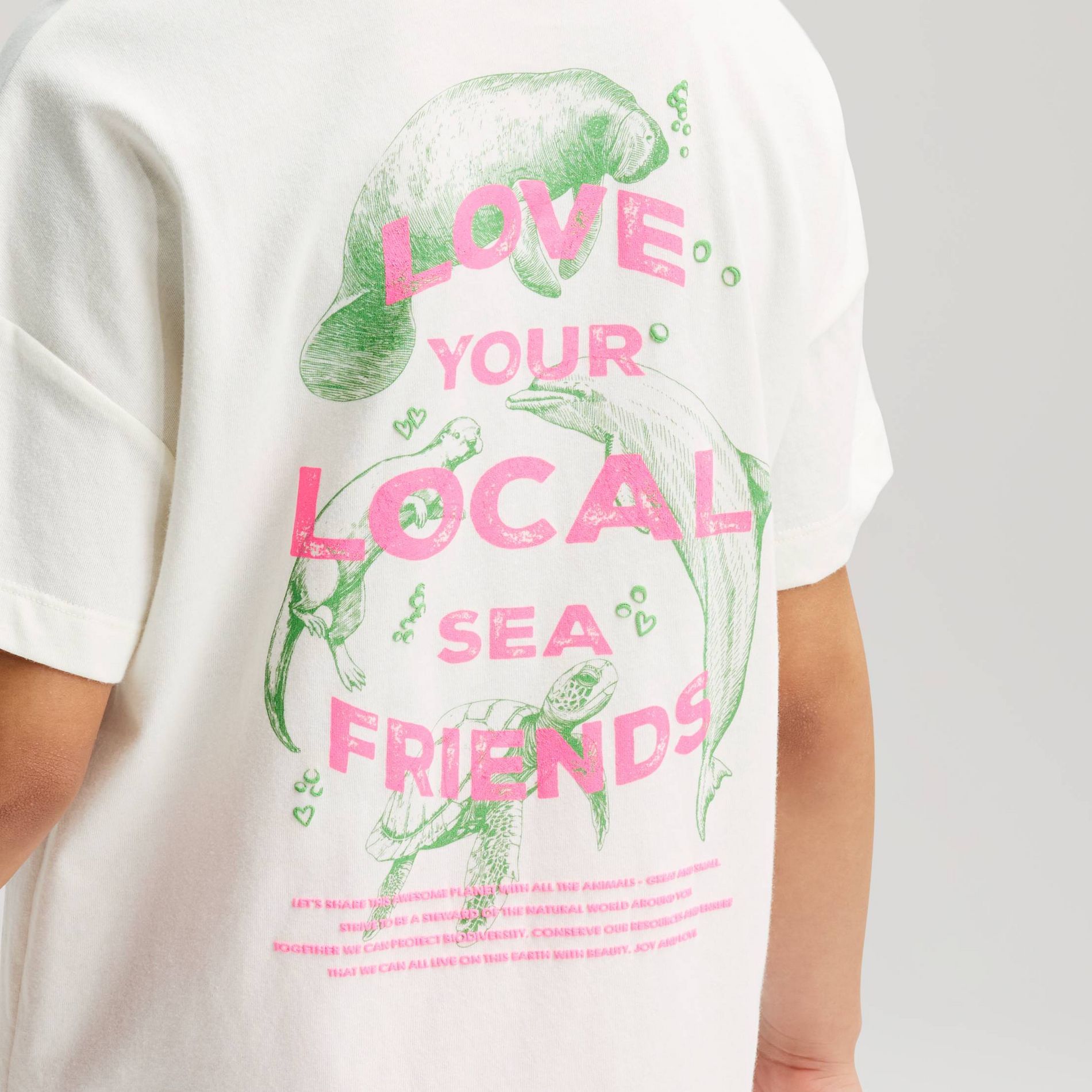 Girls' Short Sleeve Oversized 'Sea Friends' Graphic T-Shirt - Cat & Jack™ Cream