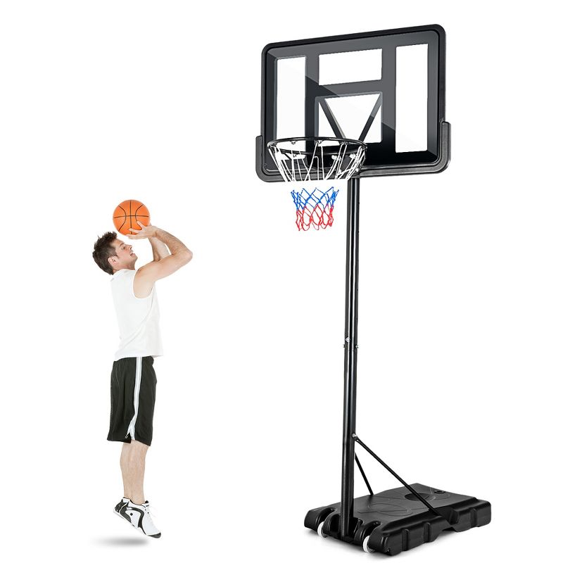 Costway Portable Basketball Hoop Stand Adjustable Height W/Shatterproof Backboard Wheels, 1 of 11