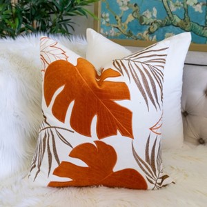 Sapphtopaz 20" Decorative Square Throw Pillows, Soft Bed Pillows with Hidden Zipper, Autumn Leaf Couch Pillows for Bed & Couch - 1 of 4
