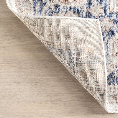 Reversible Vintage Floral Blue Synthetic Area Rug, 5' x 7'