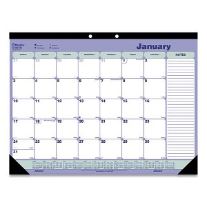 Monthly Desk Pad Calendar, 21.25 x 16, White/Blue/Green Sheets, Black Binding, Black Corners, 12-Month (Jan to Dec): 2025 - 1 of 4