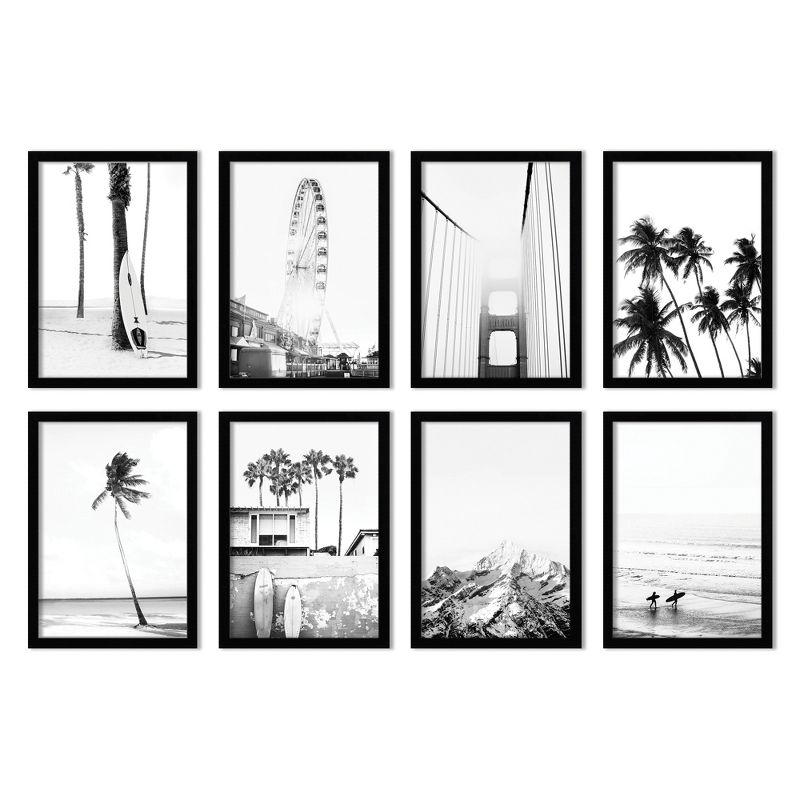 Black and White Cali Coast by Tanya Shumkina - coastal 8 Piece Black Framed Art Set - Americanflat, 1 of 13
