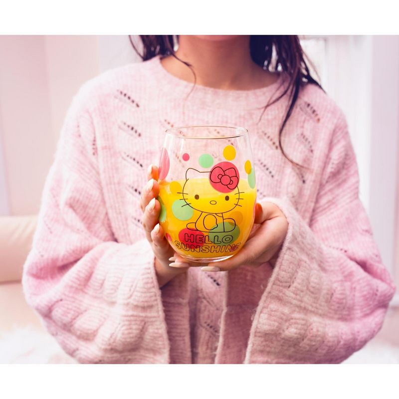 Silver Buffalo Sanrio Hello Kitty Loves Ice Cream Teardrop Stemless Wine Glass | Holds 20 Ounce, 5 of 7