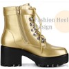 Perphy Women's Round Toe Platform Block Heels Combat Boots - 4 of 4