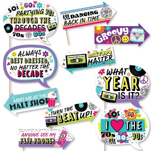 Big Dot of Happiness Funny Through the Decades - 50s, 60s, 70s, 80s, and 90s Party Photo Booth Props Kit - 10 Piece - 1 of 4