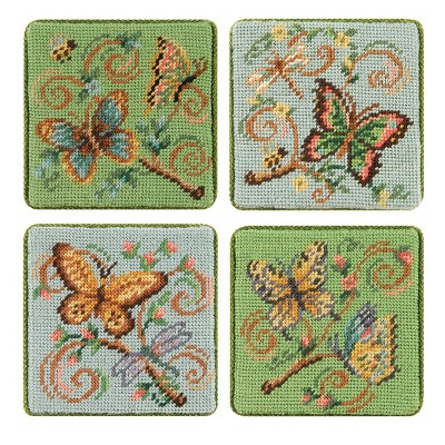 C&F Home Butterfly Garden Petite Point Coaster