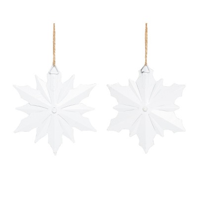 White Metal Christmas Glitz Flower Ornament Set