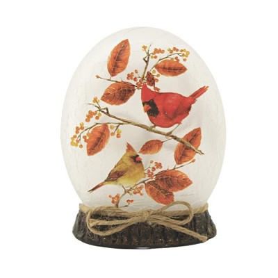 Stony Creek 5.75 In Cardinal W/ Aspen Lit Orb Base Lighted Fall Glass Orb Novelty Sculpture Lights