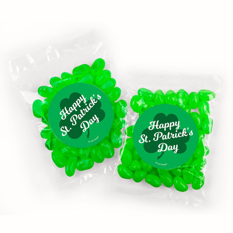 12 Pcs St. Patrick's Day Candy Party Favors Green Jelly Bean Goodie Bags with Stickers, 1 of 3