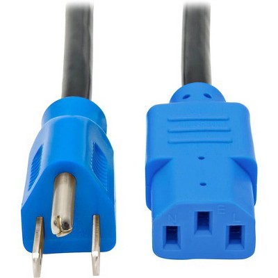 Tripp Lite Standard Computer Power Cord - 10A,18AWG (NEMA 5-15P to IEC-320-C13 with Blue Plugs) 4-ft.