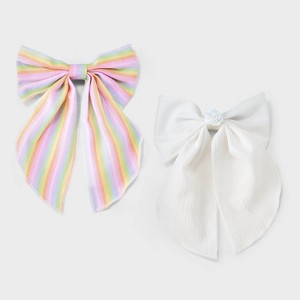 Girls' 2pk Barrette Bow Set - Cat & Jack™️: Fashion Hair Clips for All Hair Types, Polyester and Cotton Mix - 1 of 4
