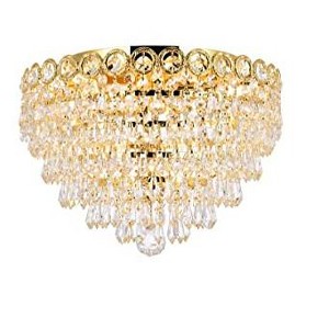 Elegant Lighting Century 4 light Gold Flush Mount Clear Royal Cut Crystal - 1 of 4