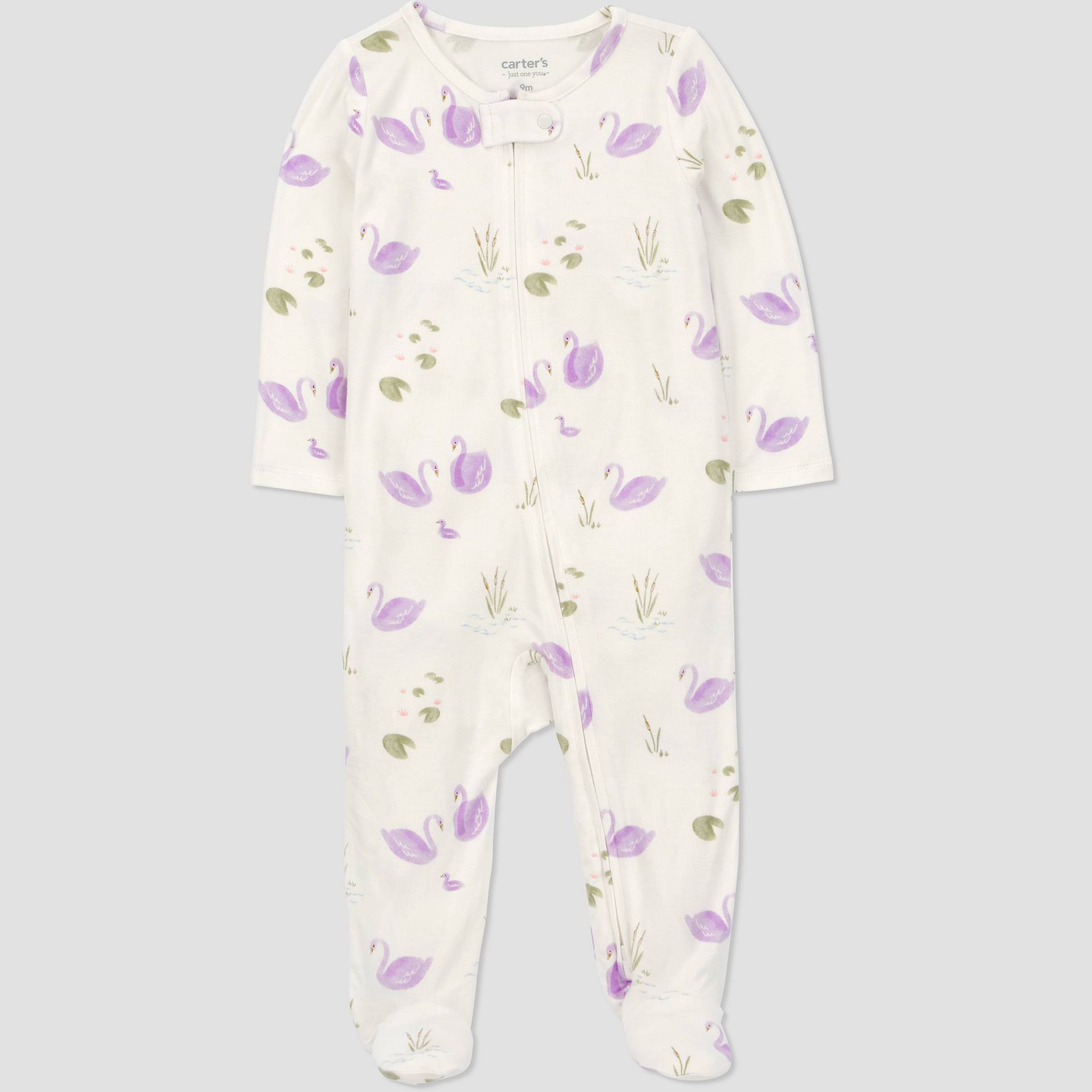 Carter's Just One You® Baby Girls' Comfy Soft Swans Long Sleeve Sleep N' Play Footed Pajamas - Ivory 3M