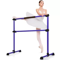 Costway Portable Ballet Barre 4ft Freestanding Adjustable Double Dance Bar Purple