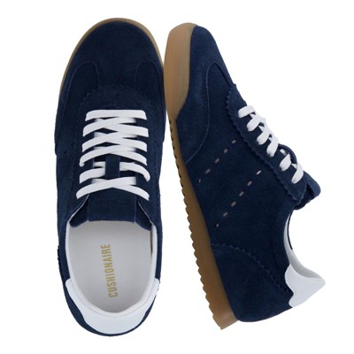 CUSHIONAIRE Tick Tock Women's Genuine Leather Lace-Up Casual Sneaker – Retro-Inspired Walking Shoe with Gum Rubber Outsole, Cushioned Arch Support