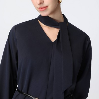 Женские платья A New Day Women's Long Sleeve Scarf Midi A-Line Dress - A New Day™ Dark Blue L — фото 5
