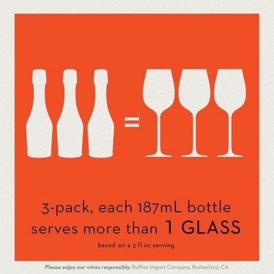 Ruffino Glera Prosecco DOC Italian White Sparkling Wine - 3pk/187ml Bottles