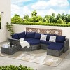 Outdoor 8-Piece L-Shaped Sectional Sofa, Wicker Sofa with Ottoman and Glass Top Table, Free Combination Sofa with Foam Cushions–Cuddlewood - 2 of 4