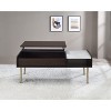 Vynxaria Brown Lift-Top Coffee Table Walnut/White Marble Printed Veneers, Champagne Iron Base, Under-Top/Open Storage, Adjustable Levelers - 2 of 4