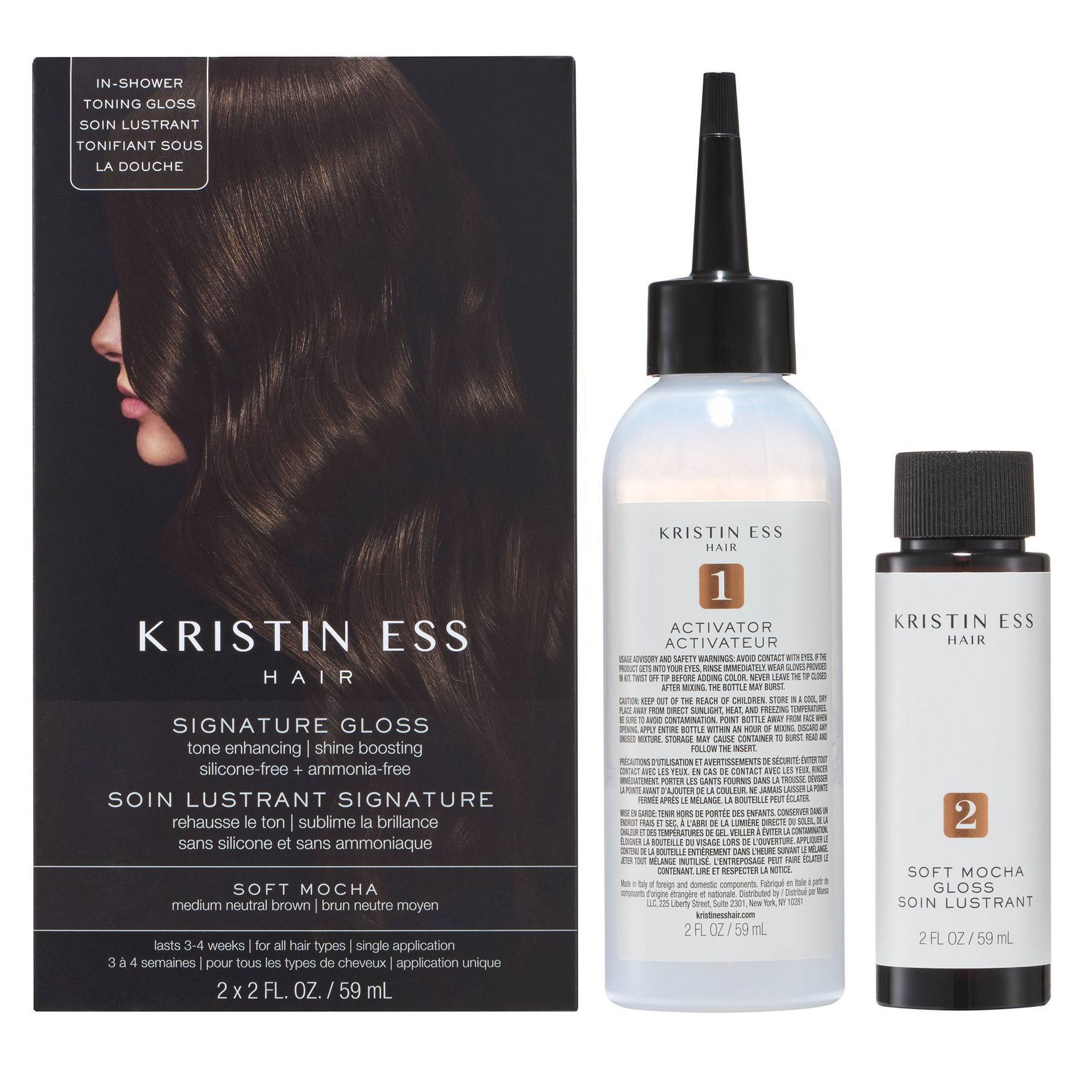 Kristin Ess Hair Gloss in Soft Mocha for Medium Brown Hair – Semi-Permanent Dye + Toner - 4 fl oz: Ammonia-Free, Shine Enhancing