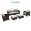 Sonkuki 5-Piece Patio Conversation Sofa Set Brown Rattan with Widen Armrest - 3 of 4