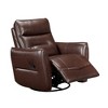 Genuine Leather Swivel Recliner Chair with Pull-Handle Reclining and Removable Seat Back - 3 of 4
