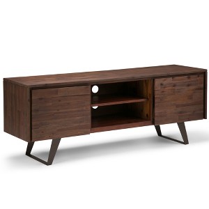 63" Solid Acacia Hardwood TV Media Stand with Two Doors, Adjustable Shelving and Cord Management for Living Room and Bedroom - 1 of 4
