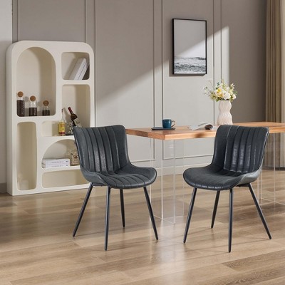 Mid Century Modern Upholstered Dining Chairs, 2 Pack Leather Upholstered Dining Chairs