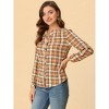 Allegra K Women's Casual Plaid Blouse Button Up V-Neck Long Sleeve Western Shirt - 4 of 4