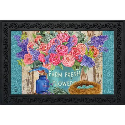 Farm Fresh Flowers Floral Rubber Doormat 30" x 18"