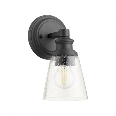 Quorum Lighting Dunbar Glass Wall Mount, 1 Light, Noir Finish