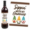 Big Dot of Happiness Garden Gnomes - Forest Gnome Party Decorations for Women and Men - Wine Bottle Label Stickers - Set of 4 - 3 of 4