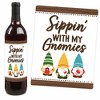 Big Dot of Happiness Garden Gnomes - Forest Gnome Party Decorations for Women and Men - Wine Bottle Label Stickers - Set of 4 - image 3 of 4