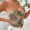 Women's Summer Casual Bustier Corset Tops Vintage Floral Strapless Sleeveless Corset Bustier Top Tops Embroidery Party Tops Shapewear Top - 3 of 4