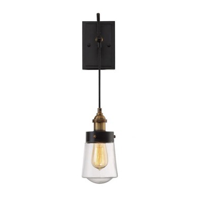 Savoy House Macauley 1 - Light Wall Light in  Vintage Black/Warm Brass