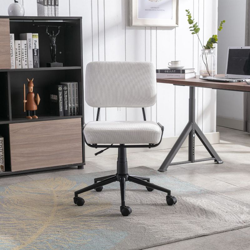Corduroy Desk Chair Task Chair Home Office Chair Adjustable Height, Swivel Rolling Chair with Wheels for Adults Study Room-The Pop Home, 2 of 9