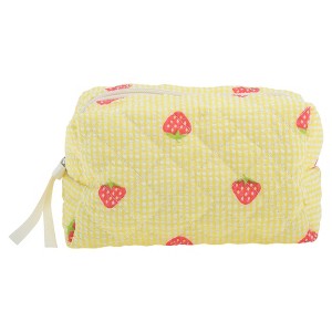 Unique Bargains Quilted Stripe Strawberry Square Makeup BaG 1 Pc - 1 of 4