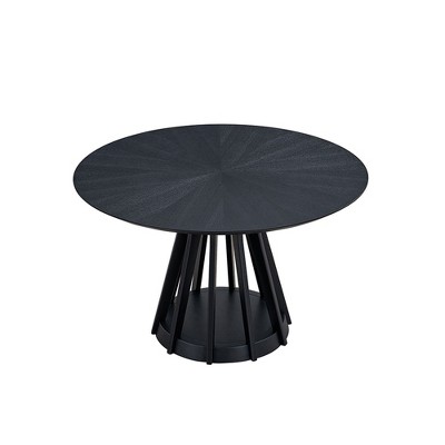 NicBex Round Dining Table 47.24" Modern Wooden Dining Table for 4 with Sturdy Pedestal for Dining Room