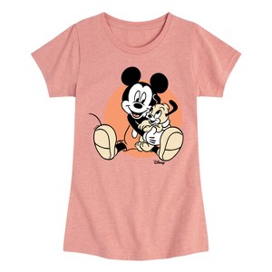Girls' - Disney - Mickey Mouse Hugs His Puppy Fitted Short Sleeve Graphic T-Shirt - 1 of 4