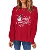 Womens Merry Christmas Sweatshirt Funny Christmas Tree Truck Graphic Pullover Casual Long Sleeve Blouse Tops Green - 3 of 4