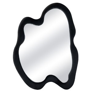 Beautyolove 24 in. W x 32 in. H Irregular Black Flannelette Framed Wall Mirror Asymmetrical Decorative Wall Mirror - 1 of 4