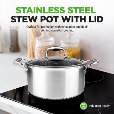 NutriChef 5-Quart Stainless Steel Stew Pot with Glass Lid
