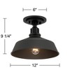Franklin Iron Works Arnett Rustic Industrial Semi Flush Mount Outdoor Ceiling Light Black 12" Damp Rated for Post Exterior Barn Deck House Porch Yard - 4 of 4