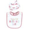 Hudson Baby Infant Girl Cotton Bib and Headband or Caps Set, Mothers Day, 0-9 Months - 3 of 4