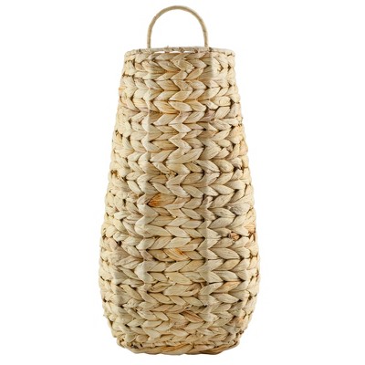 AuldHome Design Wall Hanging Pocket Basket; Woven Wicker Rustic Farmhouse Long Basket; 17 x 9 x 5 Inches