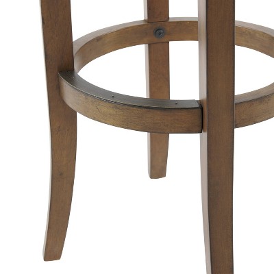 Natick 29" Brown Wood and Leather Saddle Bar Stools
