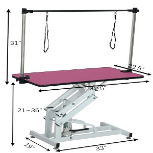 BENCMATE Pet Grooming Tool Z-Shaped Hydraulic Pet Grooming Table 330 Pounds Load Capacity Silent Lifting Non-Slip Surface, Pink, 42.50"*23.50"*21.75" - 1 of 4