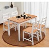 5-Piece Solid Wood Dining Table Set with 4 Slatted Chairs, Rustic Compact Kitchen Table Set for Small Apartments, Breakfast Nooks - 4 of 4